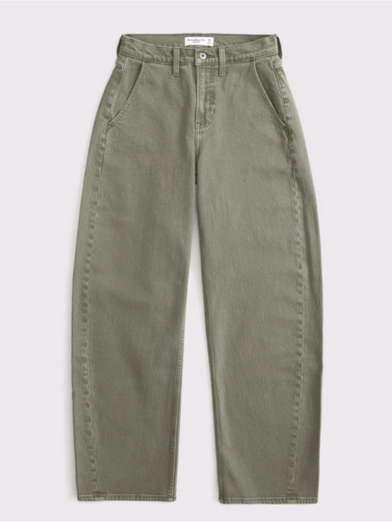 Abercrombie & Fitch Pants - Abercrombie & Fitch Olive High-Rise Barrel Pants